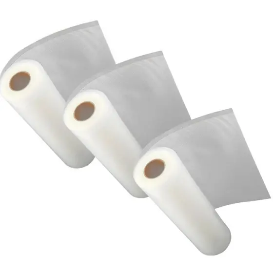 Kit 1/3/5 Rolos Saco 25cmX5m Embalagem Ranhuras P/Seladora A Vácuo Bobina Transparente Reforçada