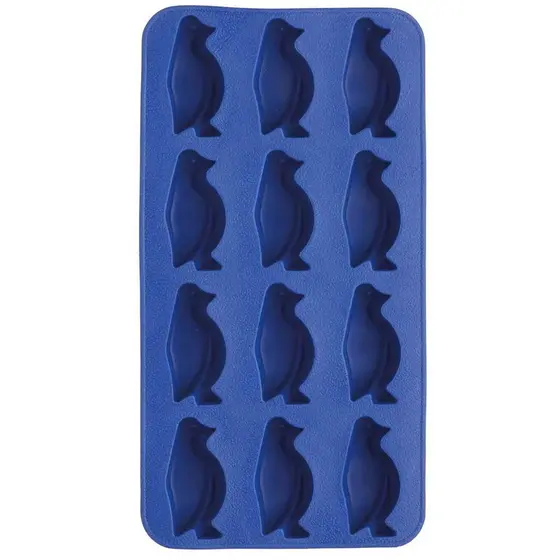 Forma De Gelo Silicone Fléxivel Desenho De Pinguim Azul