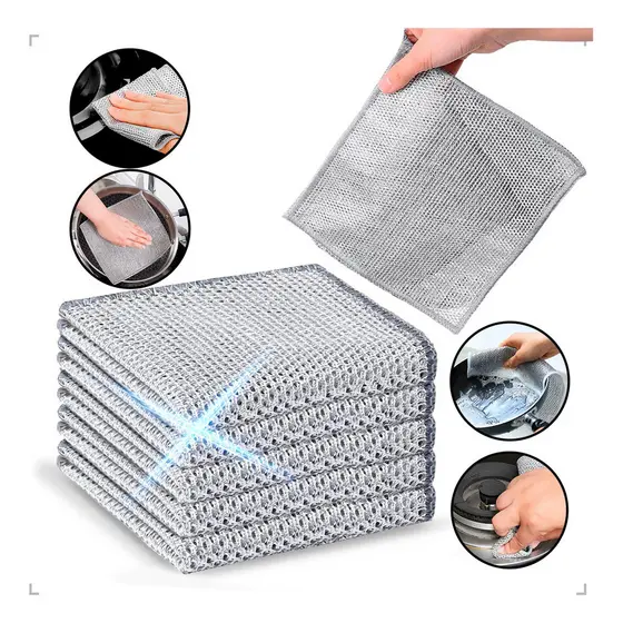 Kit Panos De Limpeza De Arame Metálico Malha Aço Fogão Prato Panela Talher Louças