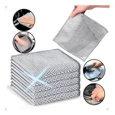 Kit Panos De Limpeza De Arame Metálico Malha Aço Fogão Prato Panela Talher Louças