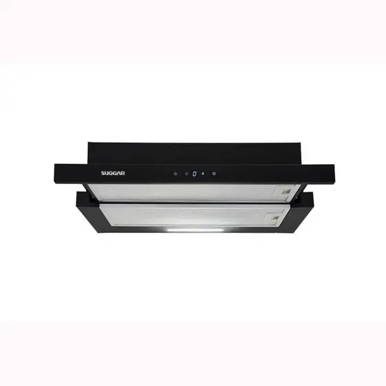 Depurador de Embutir Suggar 60cm Preto Slim Touch Painel Touch 3 Velocidades 390m³/h