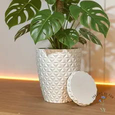 Vaso De Planta Polietileno Diamante 30cm Com Prato - Vaso Decorativo Resistente Jardins de Eos