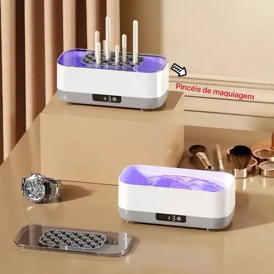 Máquina de limpeza e desinfecção ultrassônica para limpeza de joias, óculos, relógios, pincéis de maquiagem, anéis peque