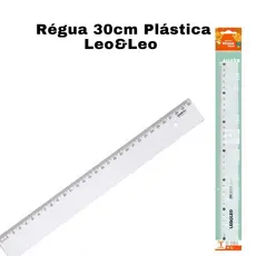 Régua 30cm Plástica Corpo Transparente Escolar Escritório Leo &Leo