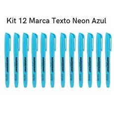 Kit 12 Marca Texto Neon Azul Masterprint - Grifa Texto