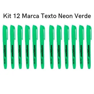 Kit 12 Marca Texto Neon Verde Masterprint - Grifa Texto