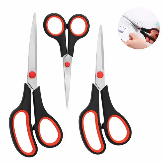 Kit 3 Tesouras Em Aço Inox Corte Costura Artesanato Domestico e profissional 5" 7" 7,5"
