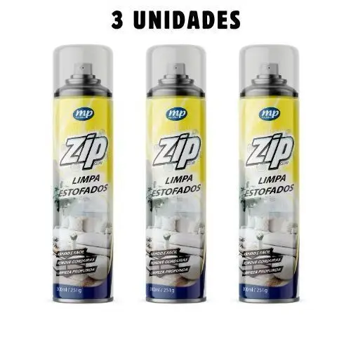 Kit 3 Limpa Estofados Espuma Spray 300ml Zip Limpeza Profunda Sofá Banco Carro Remove Sujeira Fácil