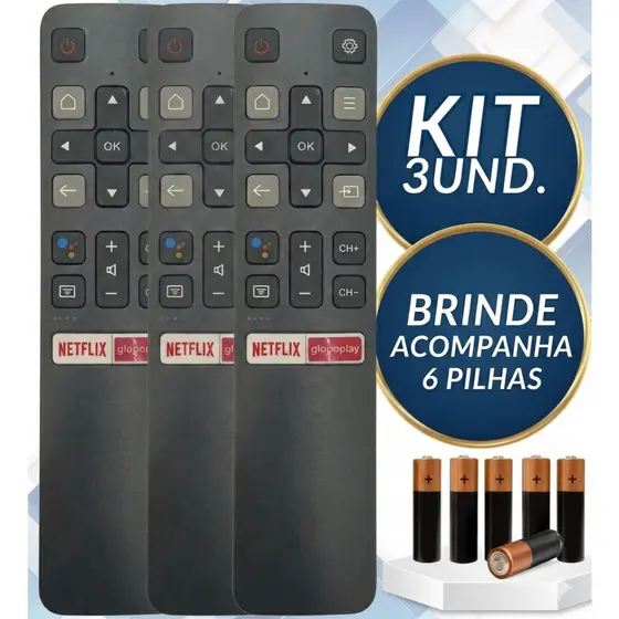 Kit Controle Remoto TV TCL Android Led Qled Smart