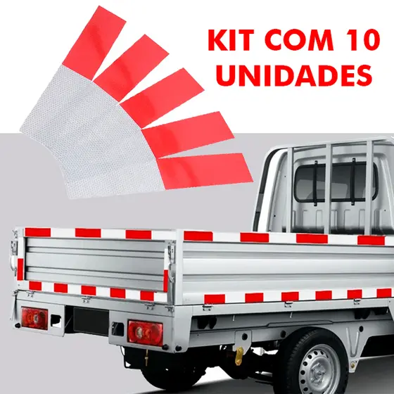 Kit com 10 Faixa Refletiva para Lateral Caminhão Van Carreta Carretinha