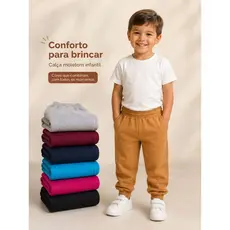 Kit 3 Calças Sortidas  Moletom Infantil Menino/Menina Inverno - 1 Ao 8