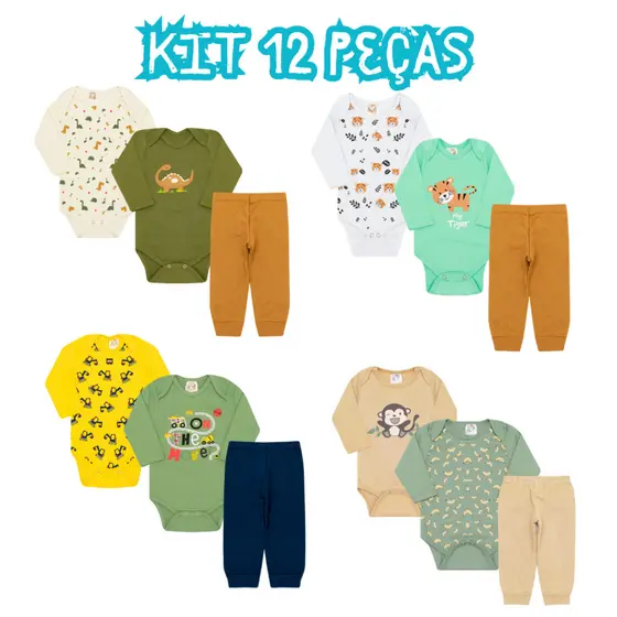 Kit body Bebê 12 peças conjunto bebê Roupa de Bebês Algodão Menino E Menina