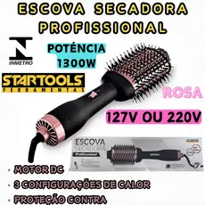 Escova Cabelo Secadora Profissional 127 Ou 220V Calor Proteção Contra Superaquecimento Hidratam Fios
