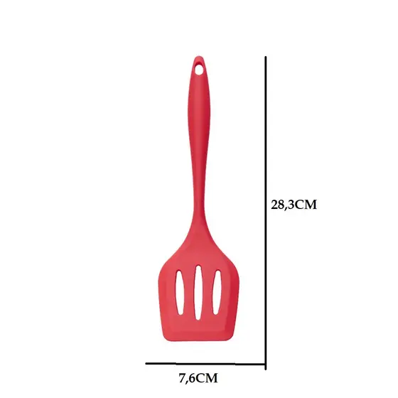 Espátula Vazada 28,3x7,6cm Culinária Silicone Multiuso Universal Utensílio De Cozinha