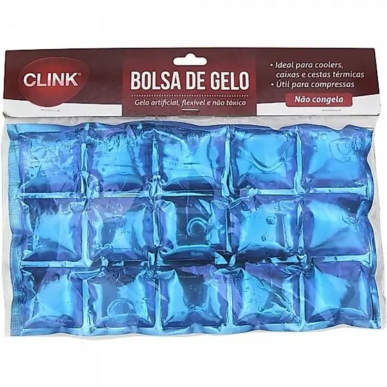 Bolsa De Gelo Gel 25x15CM Flexivel Com 15 Cubos Para Compressa Isopor Clink