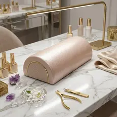 Apoio de Mão Luxo Rose Gold Perolado Bella Tatty Ergonômico | Ideal para Nail Design e Alongame
