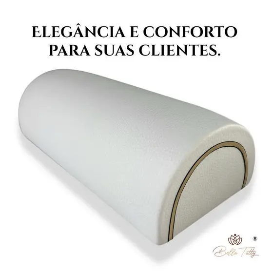 Apoio de mão luxo Bella Tatty Ergonômico Branco com Dourado | Ideal para Nail Design e Alongamento