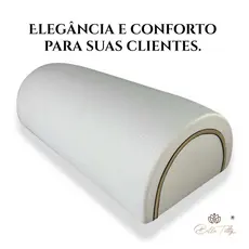 Apoio de mão luxo Bella Tatty Ergonômico Branco com Dourado | Ideal para Nail Design e Alongamento