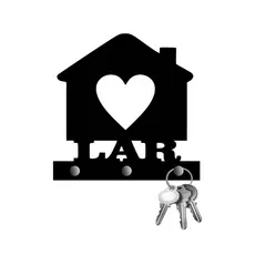Porta Chaves de Parede Decorativo em MDF 3mm Preto Lar Envio Imediato