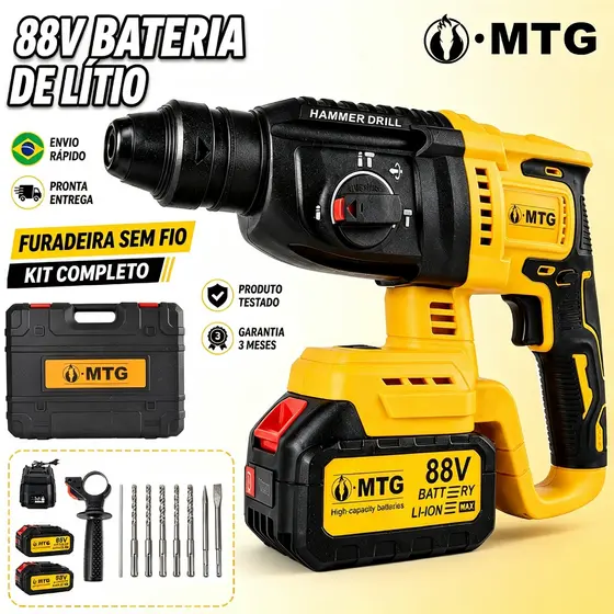 Martelete Rompedor 88V SDS Plus 2 Baterias
