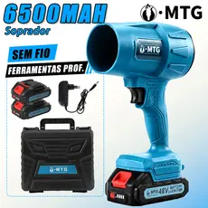 Soprador de Folhas Turbo 2 baterias 48V Portátil Bateria Recarregável Alta Potência para Limpeza Interna e Externa