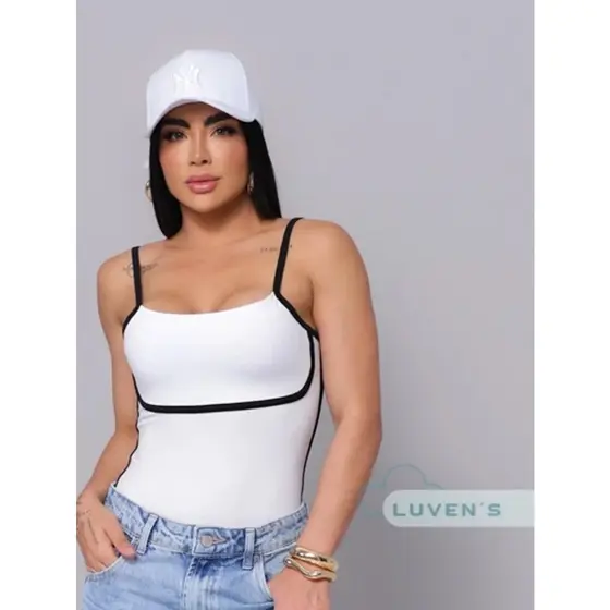 Body Feminino Alçinha Bicolor com Bojo Suplex Premium