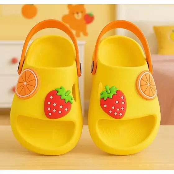 Chinelo Infantil Nuvem Slide Menina Frutas Flores Coloridas Macio Confortável Leve