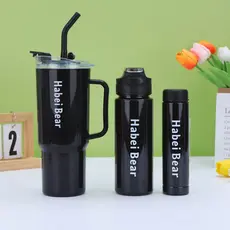 Kit 3 Galão Garrafa Copo De Água Com Canudo Squeeze 2l 900ml Preto copo stanley canudo Capa de copo opcional