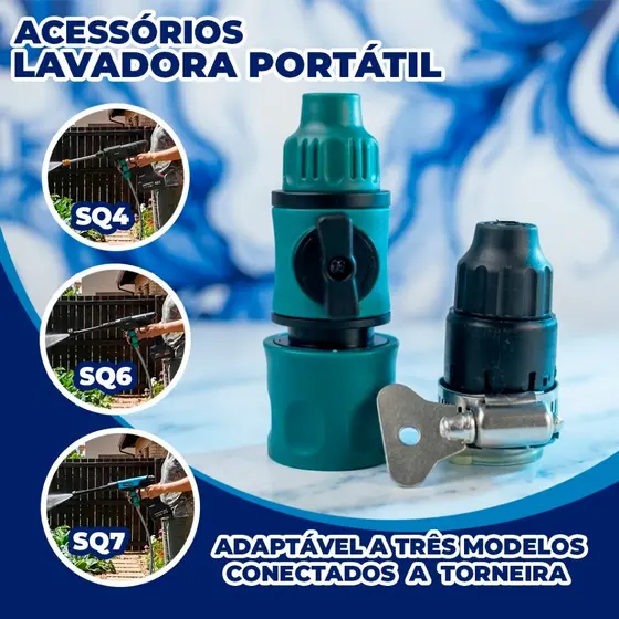 Acessórios Lavadora Portátil Válvula Ajustável com Encaixe Rápido e Seguro Conector Adaptador para Torneira e Lavadora