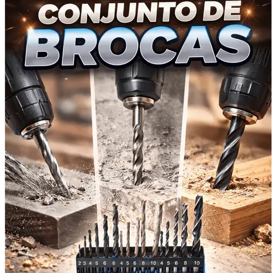 Jogo de Brocas 16 Peças com Estojo para Madeira, Metal e Alvenaria - NEOS HSS Aço Rápido (4241) ou Classic