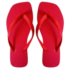 Chinelo Quadrado feminino Sandália de Dedo Borracha Macio e Confortável