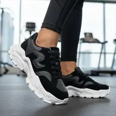 Tenis Feminino Casual Estiloso Vintage New Black Chunky Acolchoado Premium Lançamento