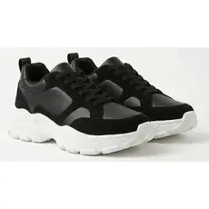 Tênis Casual Feminino Chunky Preto e Branco Solado Robusto Super Confortável