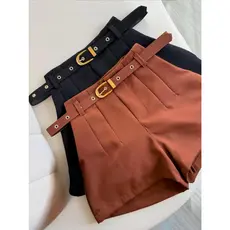 Short Alfaiataria Feminino Com Cinto Forrado