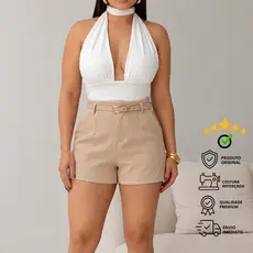 Short Alfaiataria Feminino Com Cinto Social cintura alta ENVIO IMEDIATO