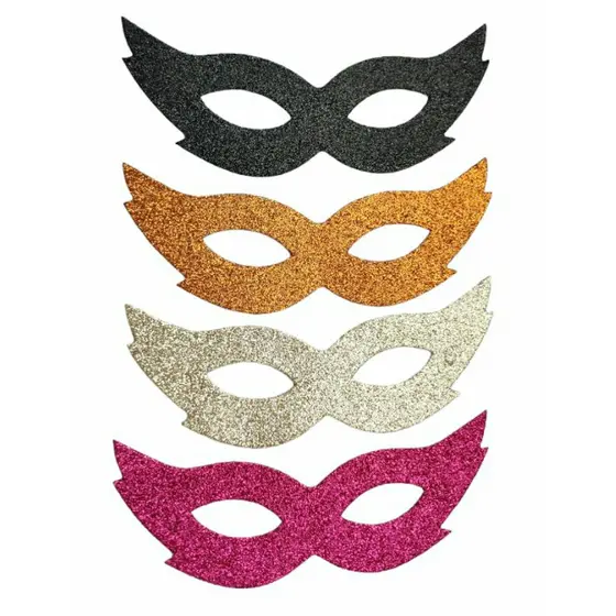 Kit Máscara Gatinha Eva Glitter Festa Eventos Casamento Coloridas Com Elástico