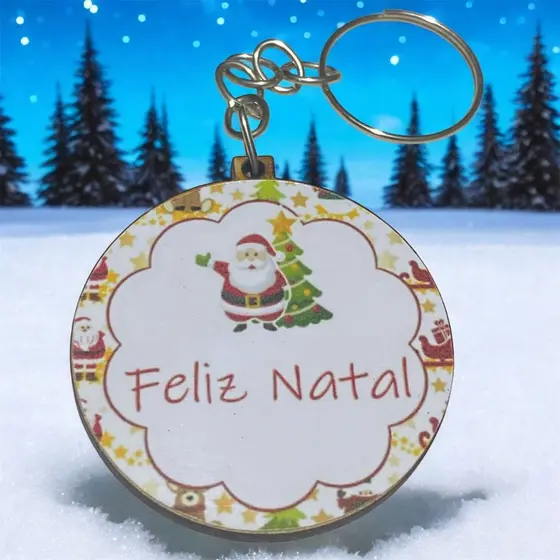 Chaveiros Natalinos Adesivado Tematico Lembrancinha Artesanal Decorativo Natal Papai Noel Mdf 3mm