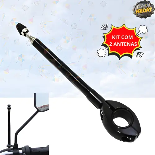 Antena Corta Pipa Moto Retrátil Anti Cerol Aço Inox Guidão