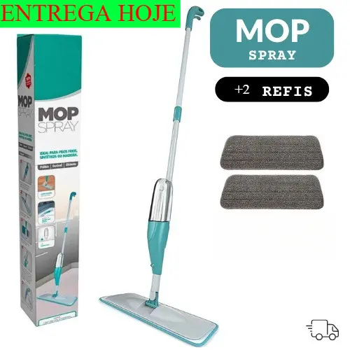 Kit Mop Spray Com Reservatório + 1 Refil Premium Lavável Microfibra