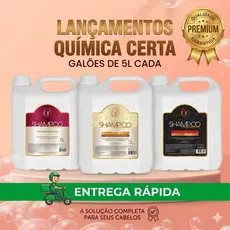Shampoo de Galão 5 Litros PROFISSIONAL - Variedades QUÍMICA CERTA, COLÁGENO E FORTALECEDOR