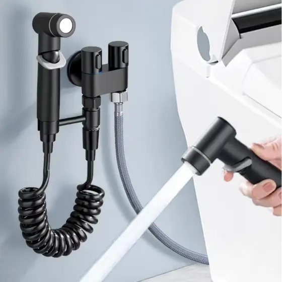 KIT Para BANHEIRO De Ducha Higiênica Abs Duas Alças Saída Independente Com Registro Inox