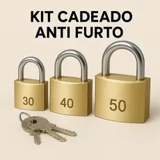 Kit com 3 Cadeados Reforçado PESADO 30MM/ 40MM/ 50MM 3 Chaves