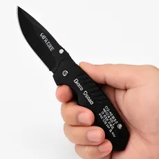 Canivete Tático Dobrável Preto Aço Inox Camping Pesca Caça 15,5Cm
