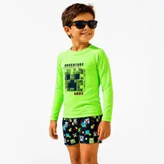 Conjunto Infantil Moda Praia e Piscina Menino com proteção UV camiseta + sunga Masculino 1 ao 16