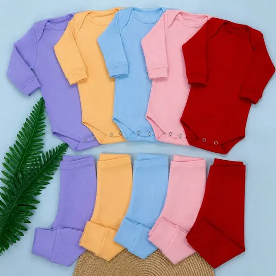 Kit 10 Peças Body e Calça de Ribana Longo Inverno / verão  RN ao 3 anos