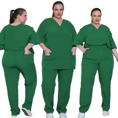 Pijama Cirúrgico Com Elastano Plus Size Tecido Fresco Macio Scrub Uniforme Hospitalar Enfermagem Médico Enfermeira