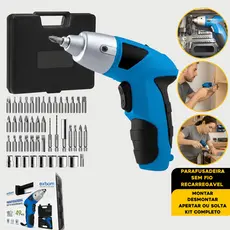 Mini Parafusadeira sem Fio Recarregável USB com Maleta 49 peças  MQL-PFU49A EXBOM Premium