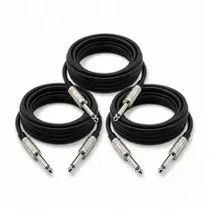 Kit 3 Cabos P10 x P10 Mono Guitarra Violão Baixo Teclado Amplificador 1,5m 3m 5m
