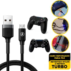 Cabo de carregamento Premium para controle de Playstation 4 PS4 Xbox 360