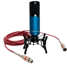Microfone Condensador Estudio Tomate 48v Cabo Xlr Cor Azul